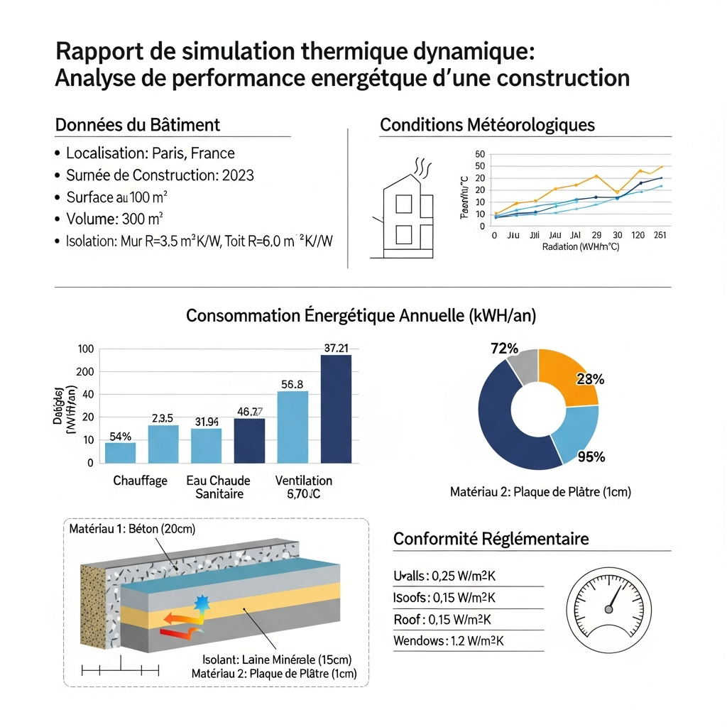 Rapport de simulation thermique dynamique montrant l'analyse de performance énergétique d'une construction Rapport de simulation thermique dynamique montrant l'analyse de performance énergétique d'une construction