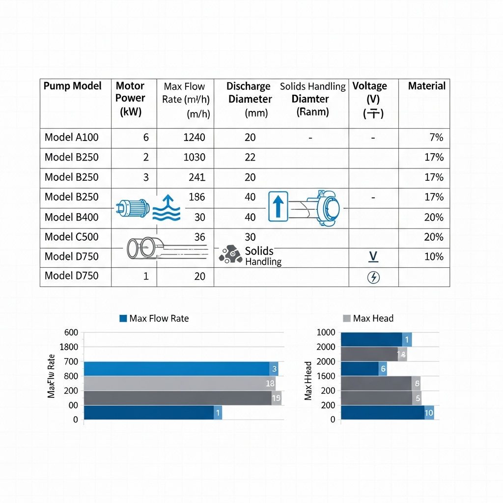 Comparaison de différents modèles de pompes de relevage eaux usées avec leurs caractéristiques techniques Comparaison de différents modèles de pompes de relevage eaux usées avec leurs caractéristiques techniques