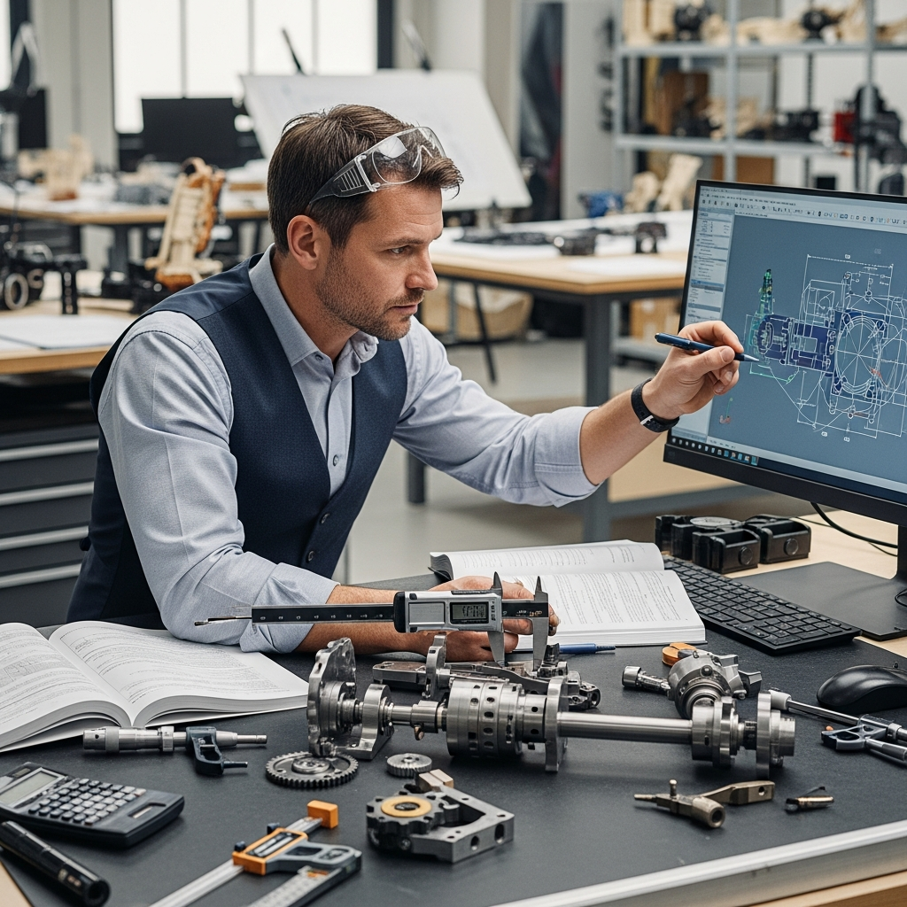 Professionnel ingénieur mécanique réalisant une analyse technique et des calculs de dimensionnement pour un client Professionnel ingénieur mécanique réalisant une analyse technique et des calculs de dimensionnement pour un client