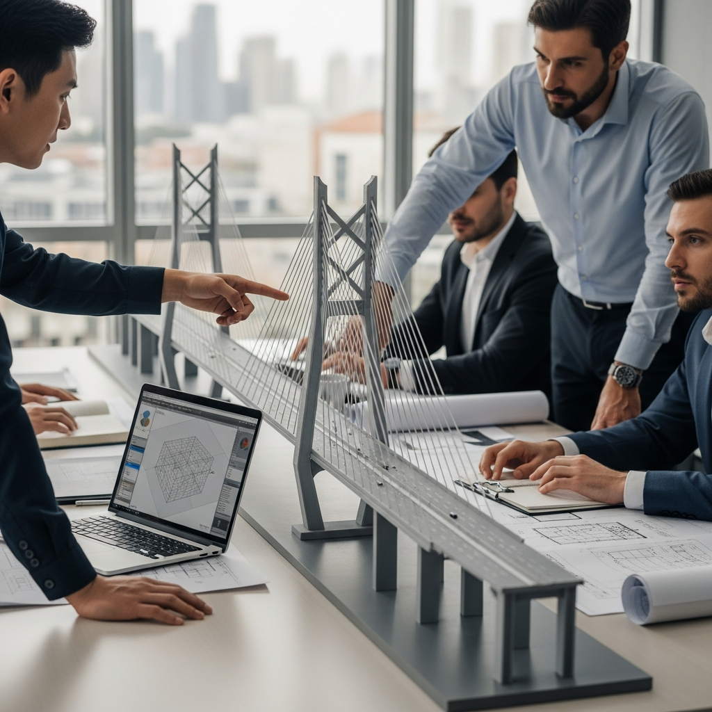 Maquette 3D imprimée d'un ouvrage de génie civil démontrant l'optimisation du design et la validation des solutions techniques avant construction Maquette 3D imprimée d'un ouvrage de génie civil démontrant l'optimisation du design et la validation des solutions techniques avant construction